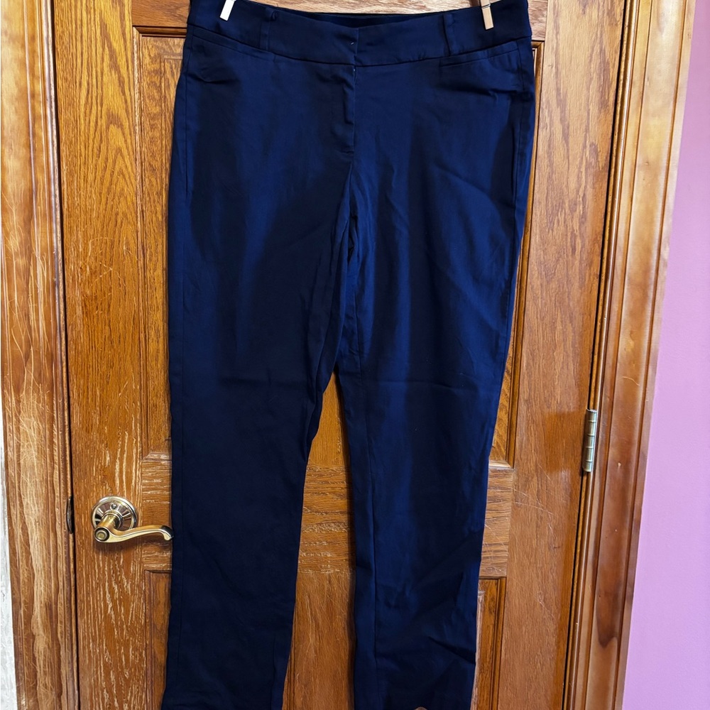 Lane Bryant Navy Straight-Leg Stretch Pants